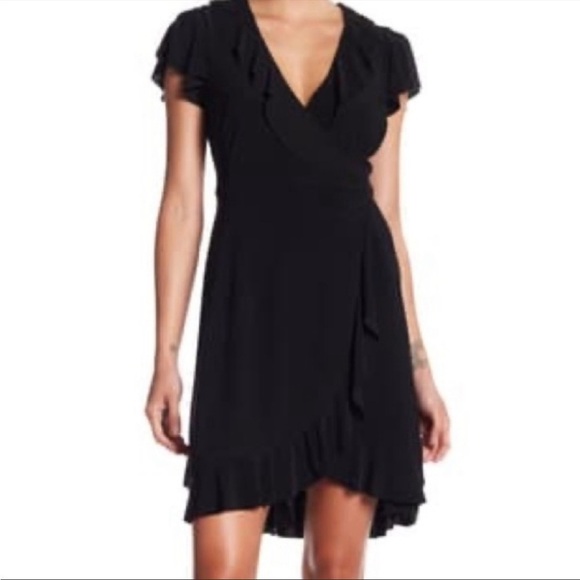 Soho Black Ruffled Wrap Dress - No Tags - Picture 1 of 7